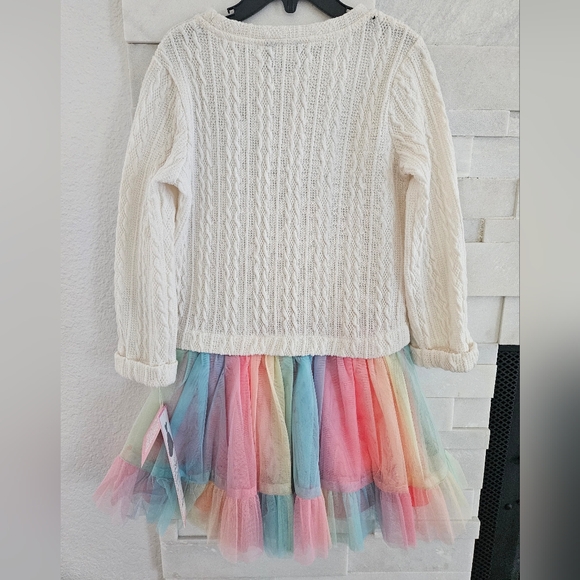 Rare Editions White Sweater Dress with Colorful Hearts Size 6 Girl Valentine,s - Picture 3 of 7